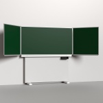 Klapp-Schiebetafel wandmontiert, Stellfuß, Mittelfläche 200x100 cm, Stahlemaille grün 